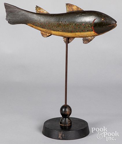 CARVED AND PAINTED FISH CA 1900Carved 3146a4