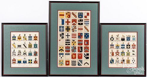 THREE HAND-COLORED HERALDRY LITHOGRAPHSThree