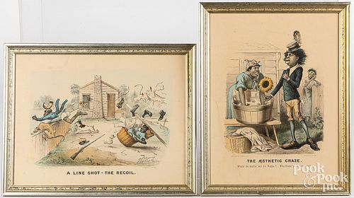 TWO CURRIER & IVES DARKTOWN LITHOGRAPHSTwo