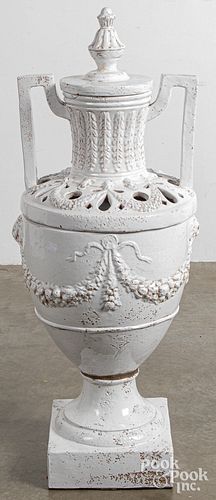 LARGE ITALIAN WHITE POTTERY COVERED