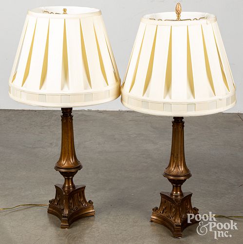 PAIR OF BRONZE TABLE LAMPSPair