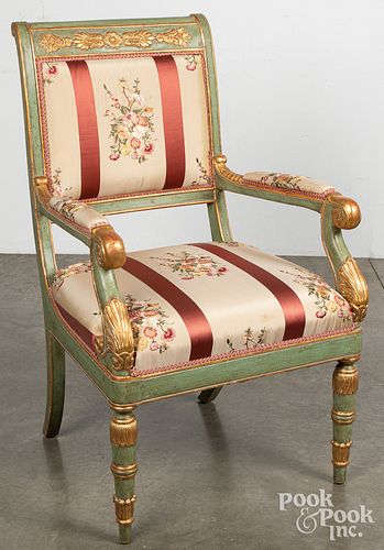 FRENCH STYLE GILT AND PAINTED ARMCHAIRFrench 3146d4