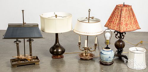 FIVE TABLE LAMPSFive table lamps,