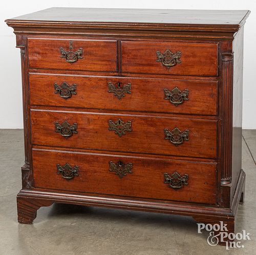 CHIPPENDALE MAHOGANY CHEST OF DRAWERS,