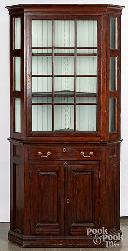 OAK ONE-PIECE CORNER CUPBOARD,