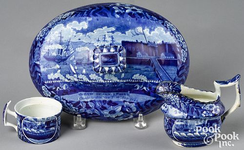 HISTORICAL BLUE STAFFORDSHIRE LANDING 31470c