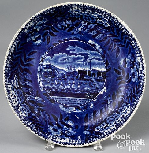 HISTORICAL BLUE STAFFORDSHIRE LANDING 31472a