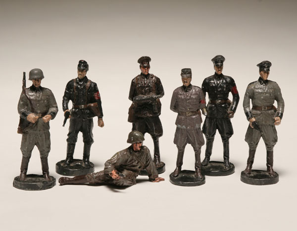 Cast lead WWII German toy soldiers;