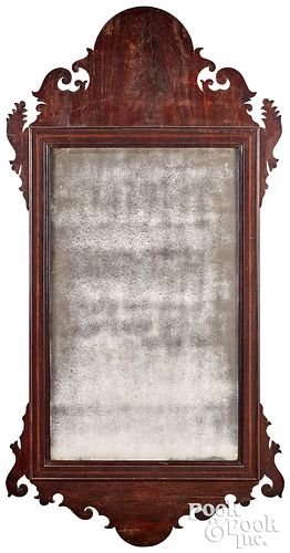 LARGE CHIPPENDALE MAHOGANY MIRROR,