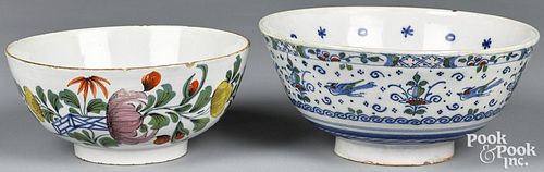 TWO DELFT POLYCHROME BOWLS, MID
