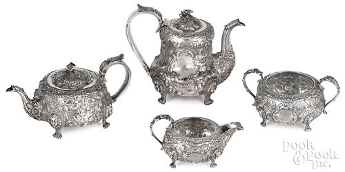 ENGLISH FOUR PIECE SILVER TEA AND 3147be