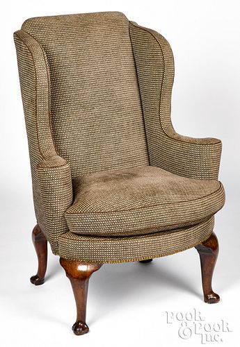 GEORGE II MAHOGANY WING CHAIR,