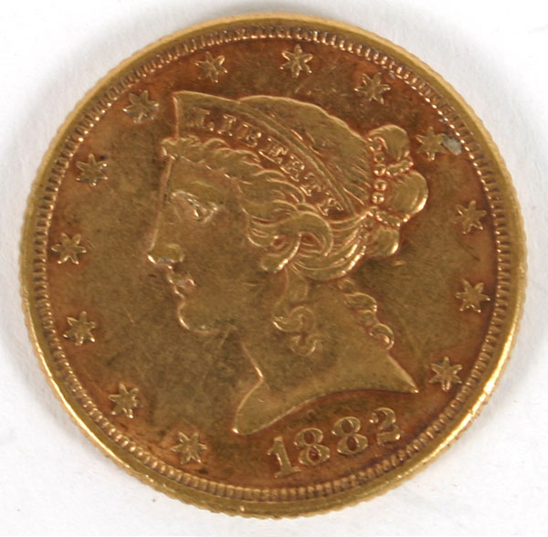 1882 Liberty Head $5 Variety Two
