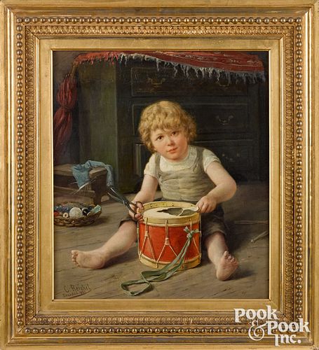 C. REICHEL OIL ON CANVAS OF A BOY