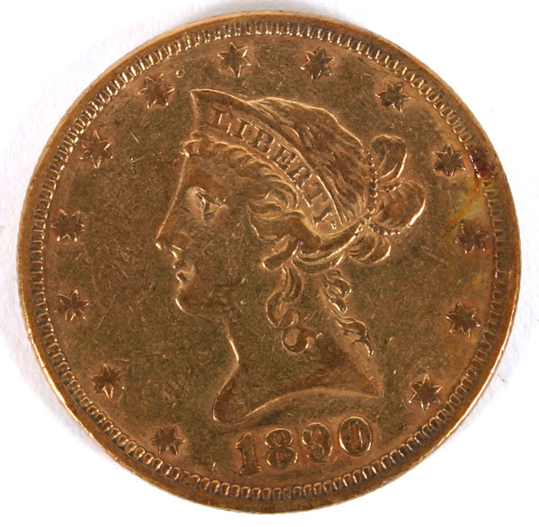 1890 Liberty Head Motto $10 Gold