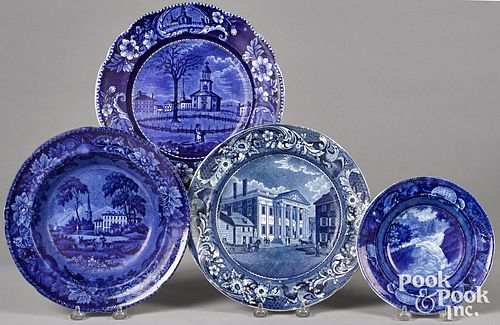 FOUR HISTORICAL BLUE STAFFORDSHIRE 31487a