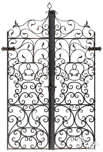 PAIR OF LARGE IRON GATES, EARLY