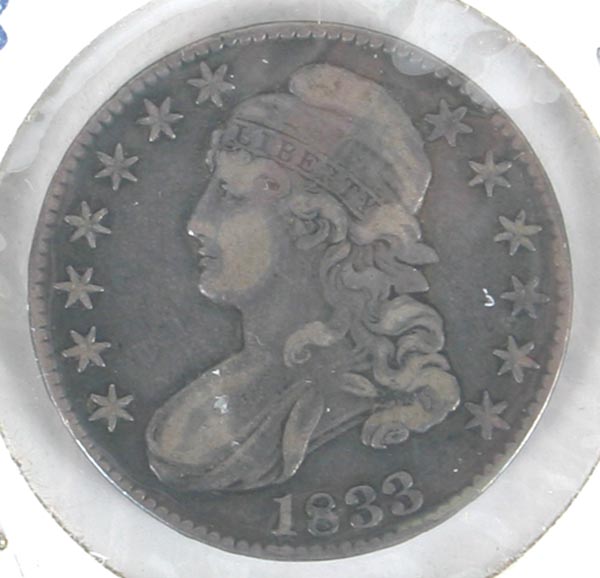 1833 Capped Bust Silver Half Dollar 4edad