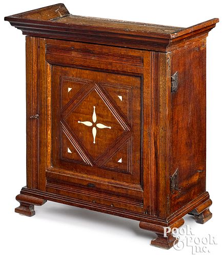 GEORGIAN INLAID OAK SPICE CABINET  3148d1