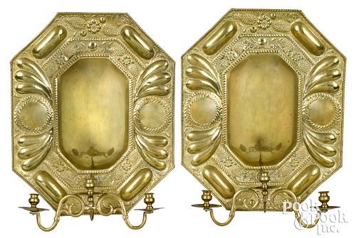 LARGE PAIR OF DUTCH REPOUSSE BRASS