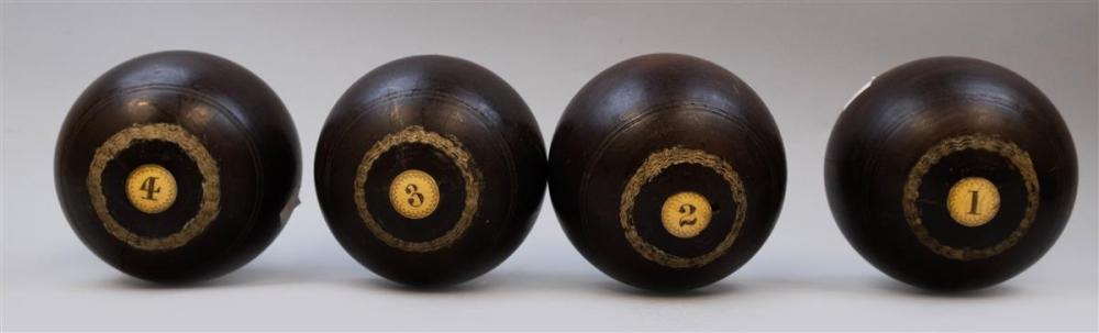 SET OF FOUR LIGNUM VITAE LAWN BOWLSSET