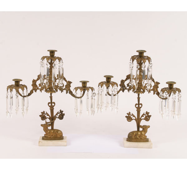 Pair gilt metal candelabra with