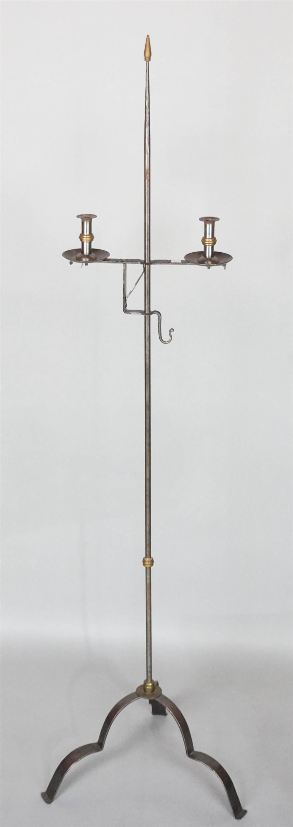 TWO LIGHT BRASS AND WROUGHT IRON 312246
