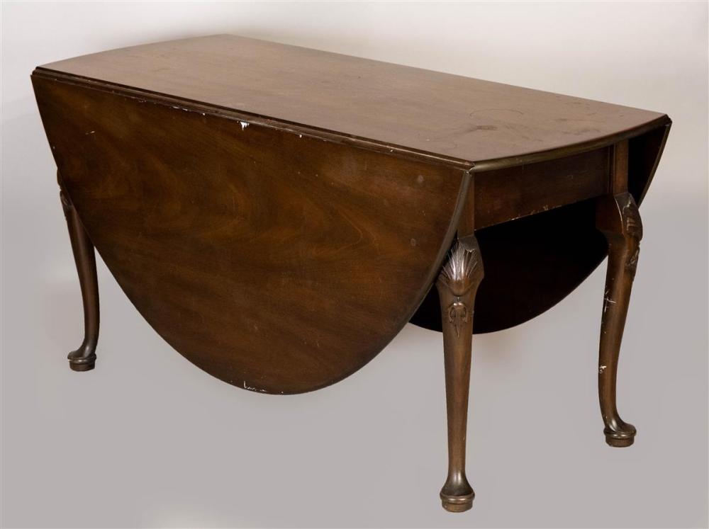 QUEEN ANNE STYLE WALNUT DROP LEAF TABLEQUEEN