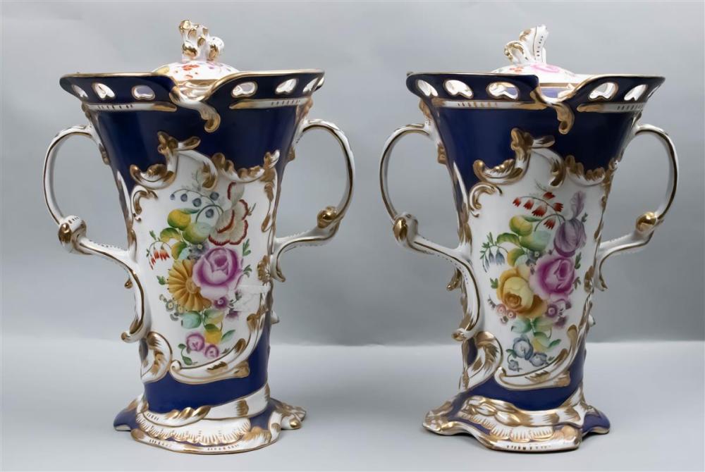 PAIR OF ENGLISH BLUE GROUND PORCELAIN 312265