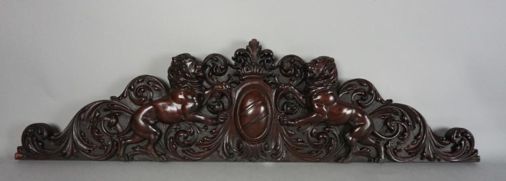 GEORGIAN STYLE CARVED WALNUT PEDIMENT