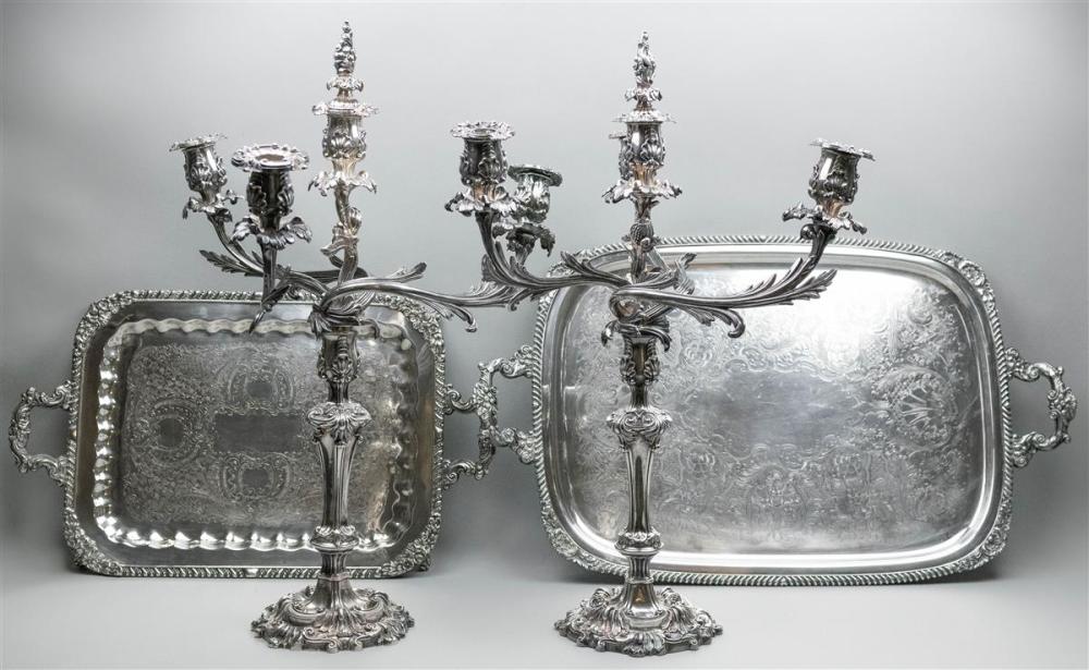 PAIR OF SILVERPLATED CANDELABRAPAIR