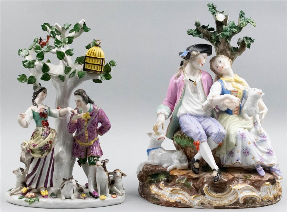 TWO MEISSEN STYLE PORCELAIN FIGURE GROUPS