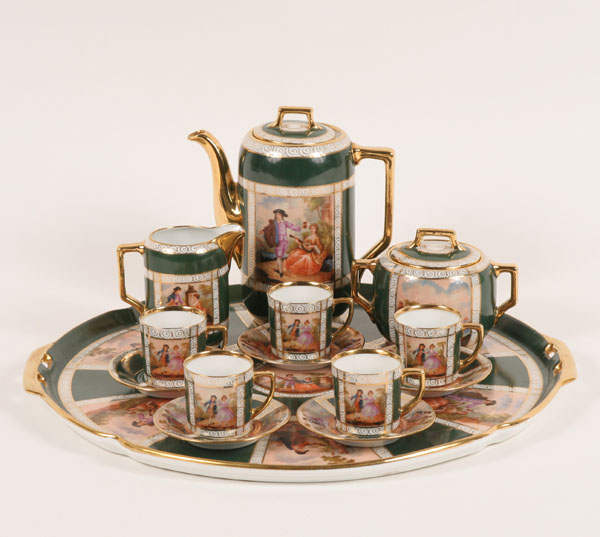 Porcelain tea service; hand painted