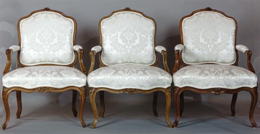 GROUP OF THREE LOUIS XV STYLE BEECHWOOD