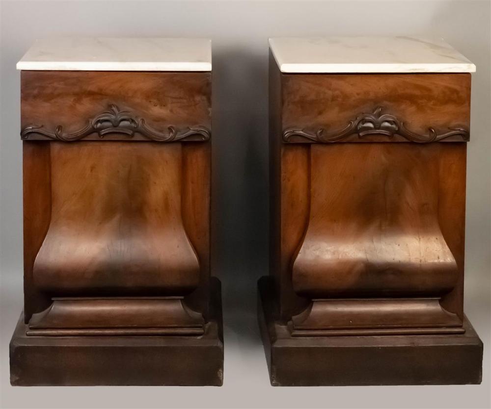 PAIR OF EMPIRE MAHOGANY AND MARBLE