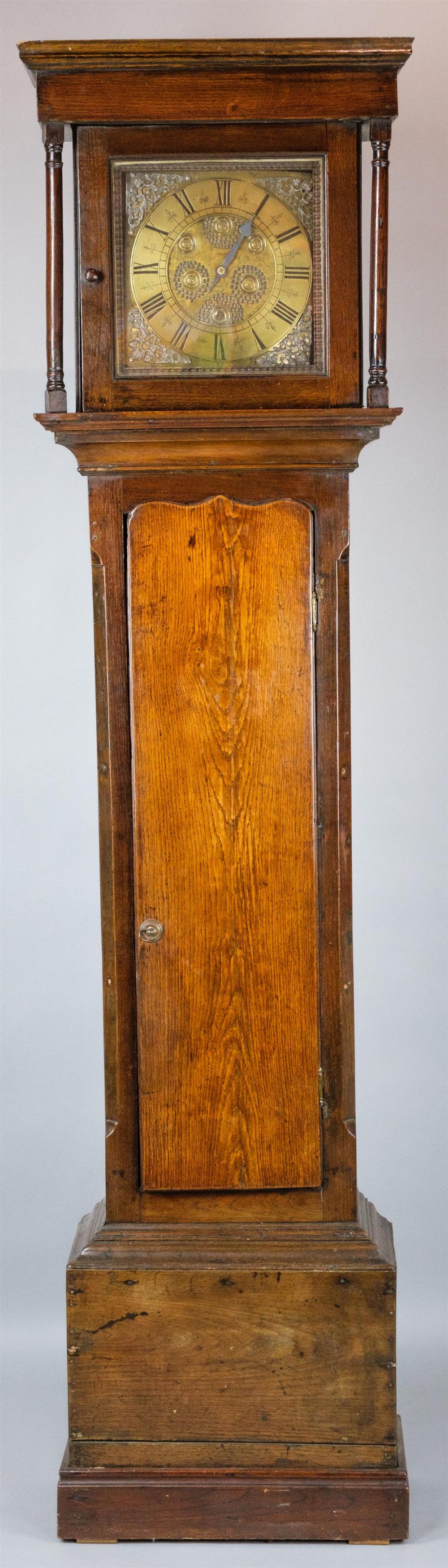 GEORGE III OAK TALL CASE CLOCK,