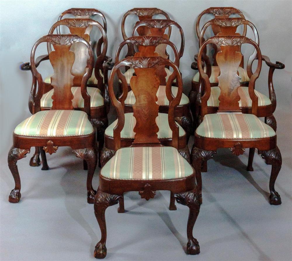 SET OF TEN CHIPPENDALE STYLE MAHOGANY