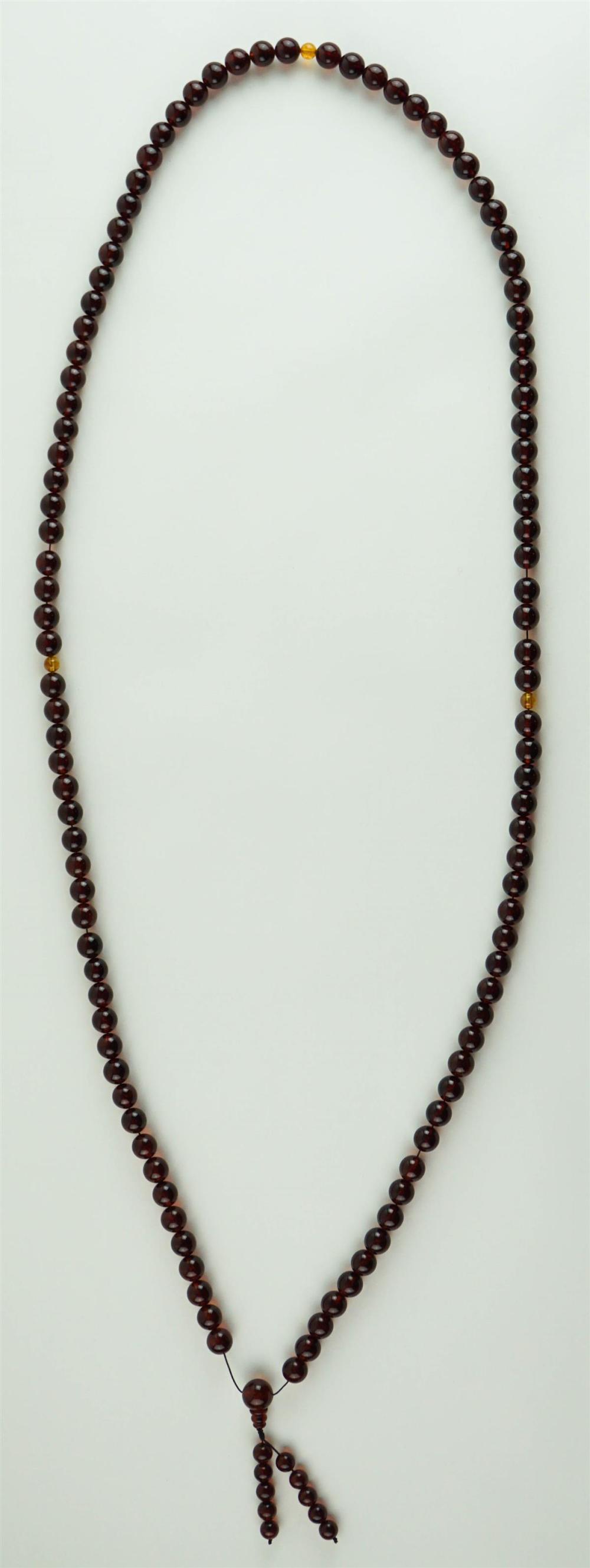 54 INCH AMBER "PRAYER" BEAD NECKLACE54