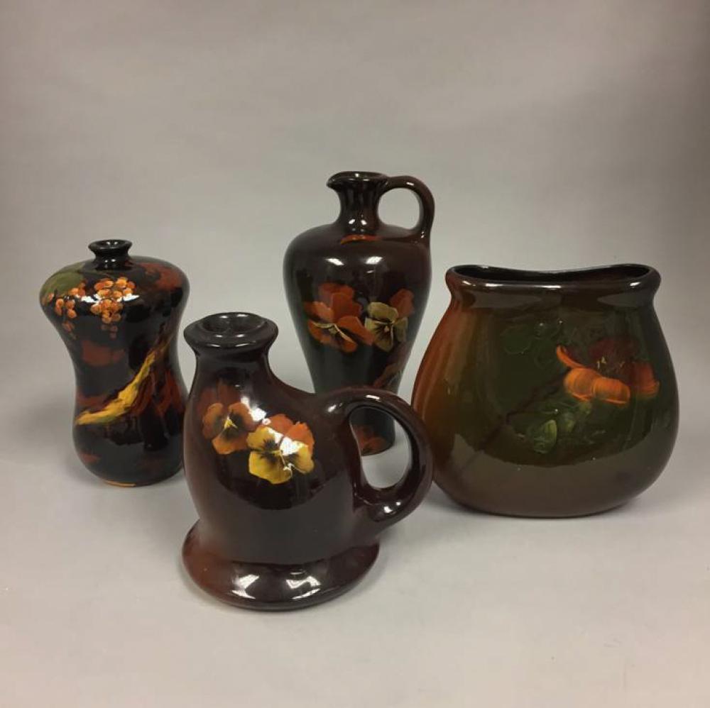 FOUR WELLER ART POTTERY AURELIAN OR