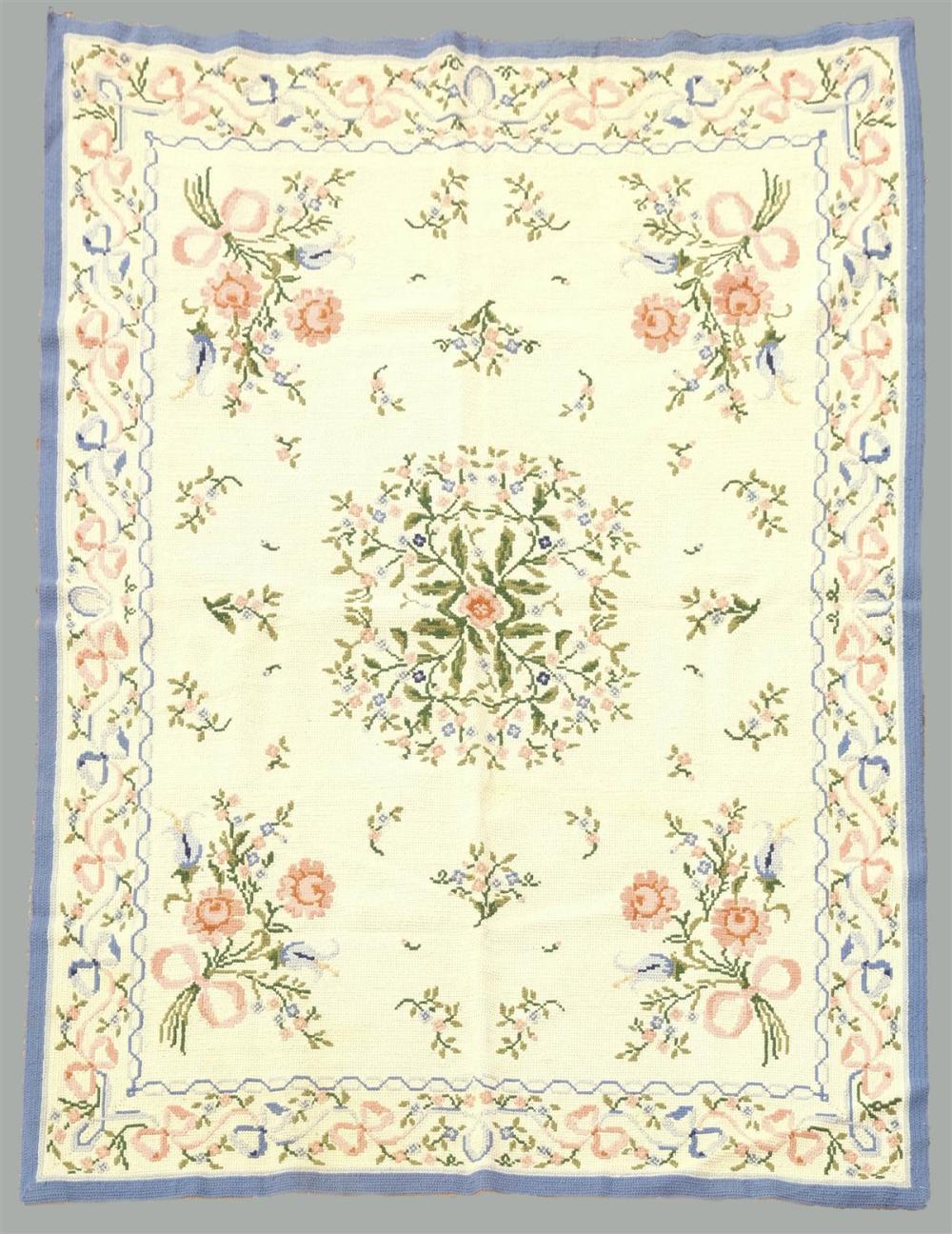 FLORAL NEEDLEPOINT WOOL RUGFLORAL 3123a6