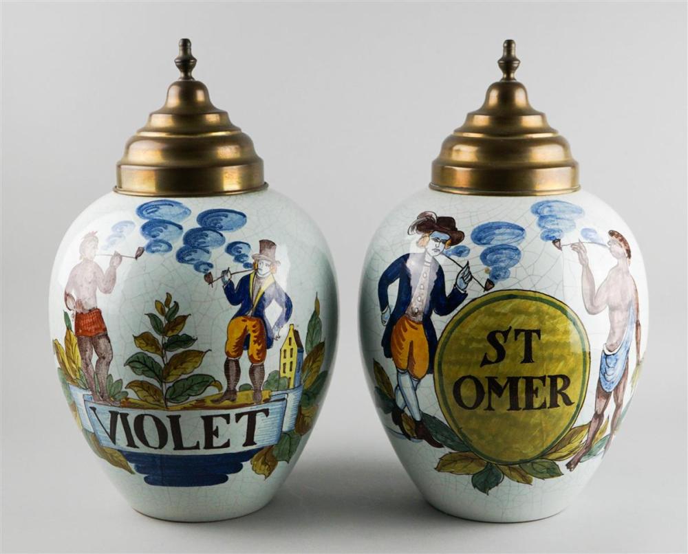 TWO OVOID APOTHECARY JARS WITH