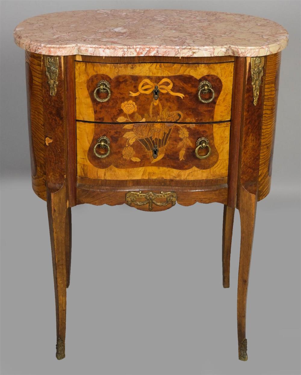 LOUIS XVI STYLE MARQUETRY MARBLE