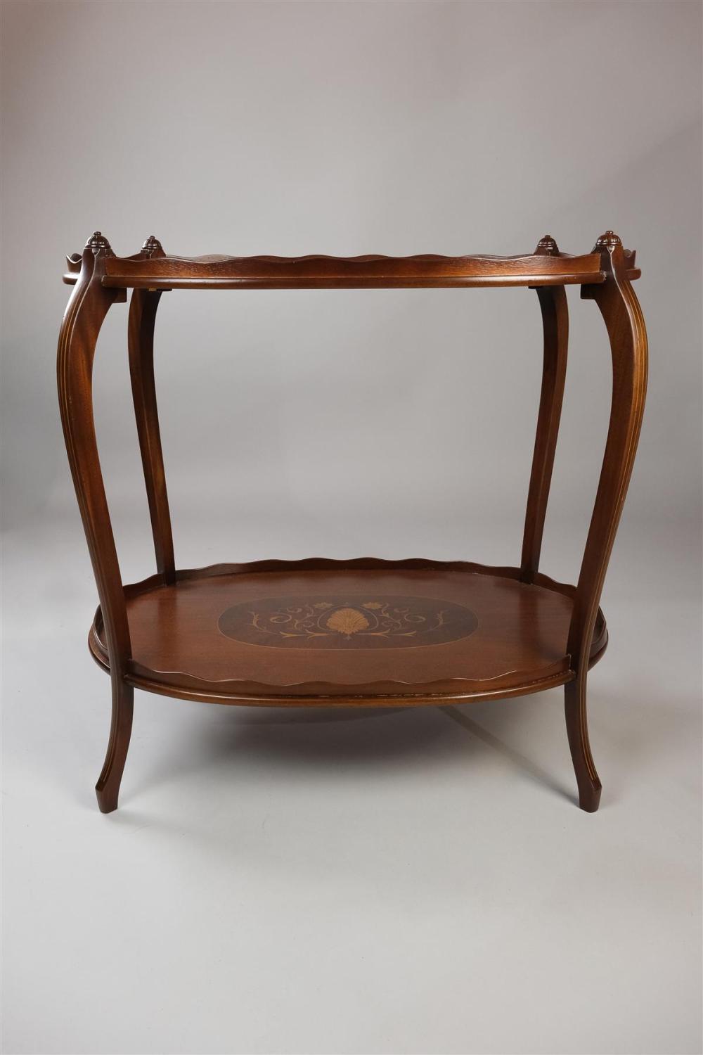 ART NOUVEAU INLAID TWO-TIER TRAY TABLEART