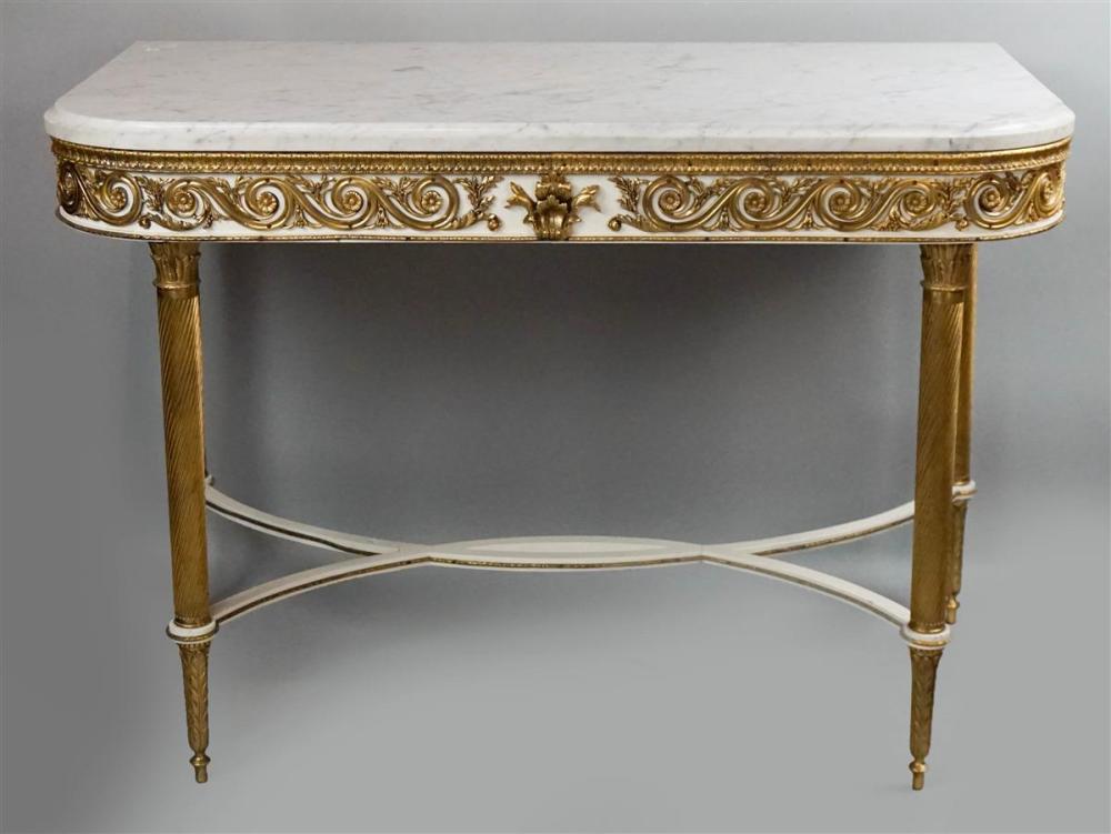 PAIR OF GILT-METAL MARBLE TOPPED