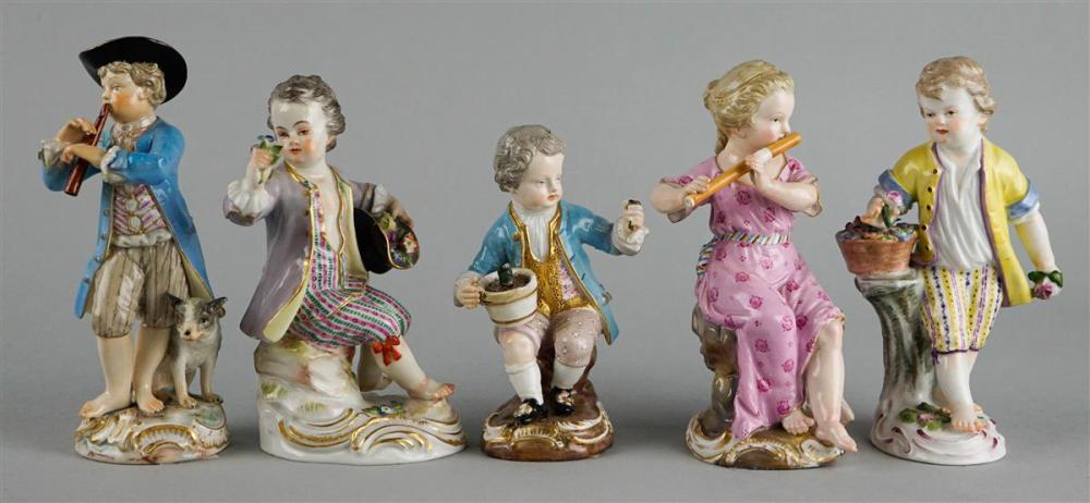 FIVE MEISSEN PORCELAIN FIGURES OF MUSICIANS