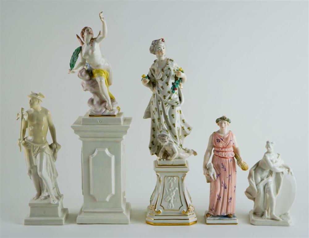 FIVE NYMPHENBURG PORCELAIN MYTHOLOGICAL