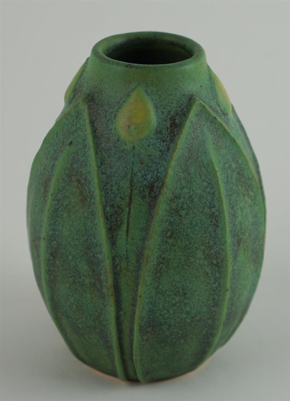 SMALL ART POTTERY GREEN AND YELLOW 312567
