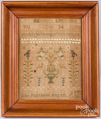 SMALL ENGLISH SILK ON LINEN SAMPLER 312585