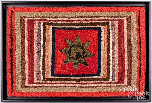 AMERICAN HOOKED RUG STAR IN SQUARES,