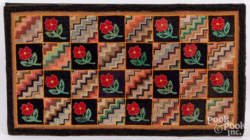 AMERICAN HOOKED RUG WITH ROSES  31259c